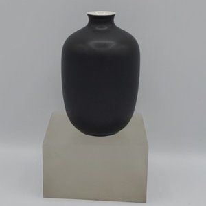 MIDDLE KINGDOM Hand Made Matte Black Plum Shape Porcelain Mini Vase